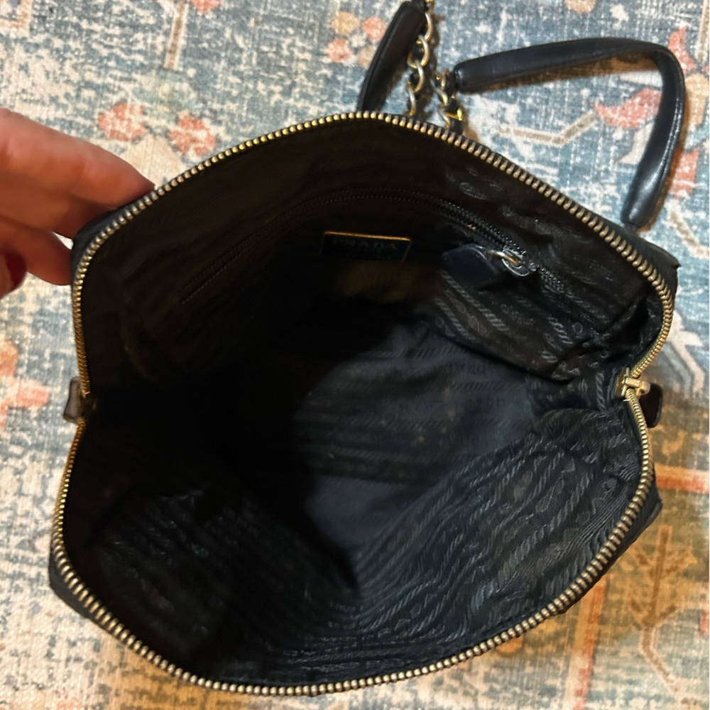 Prada Black Nylon Shoulder Bag with Gold Chain - Picture 9 of 10